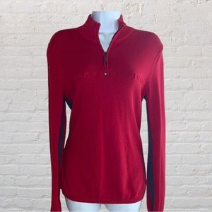 Tommy Hilfiger Medium Red and Gray Sweater 💯 Cotton